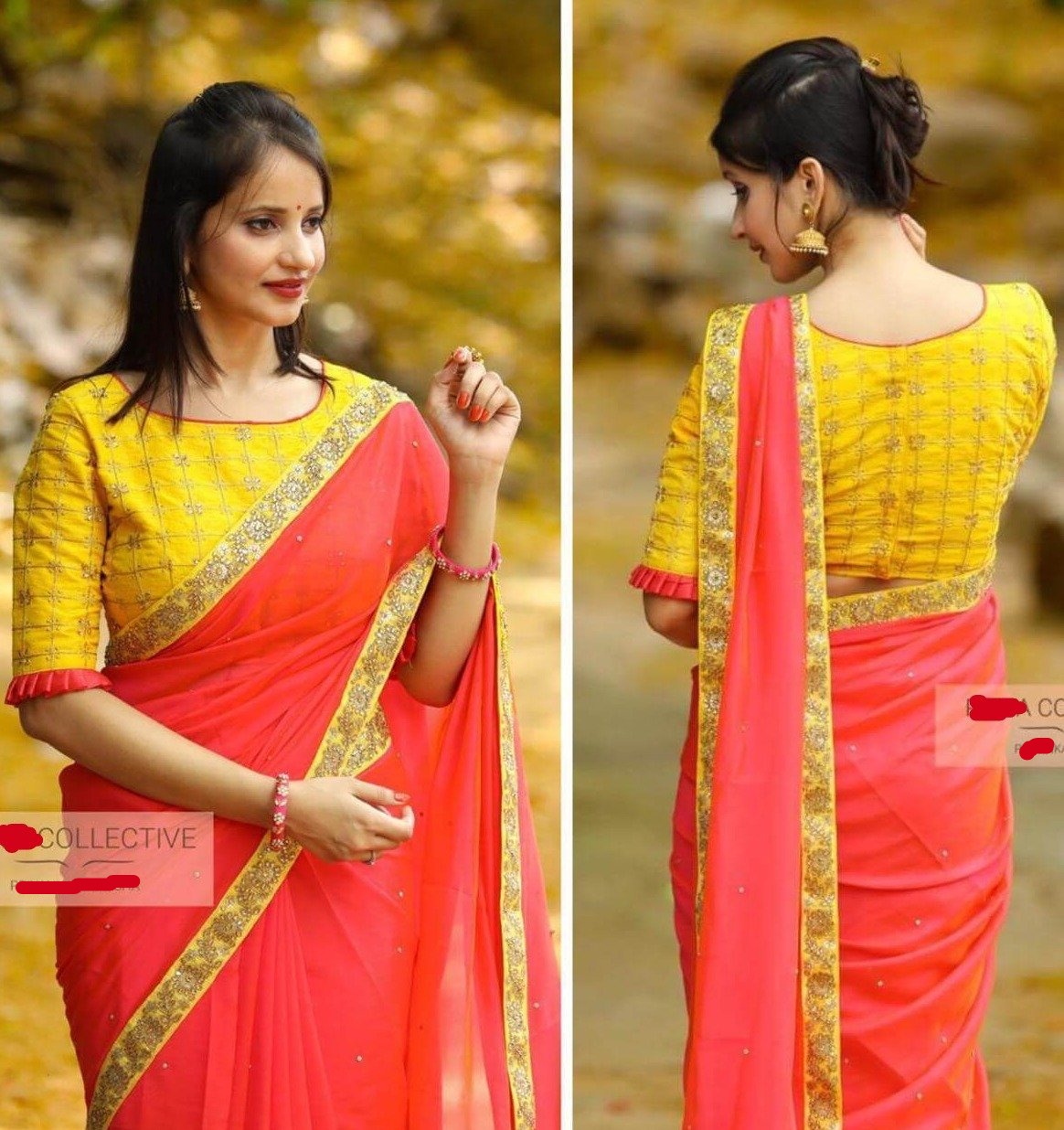 georgette saree red