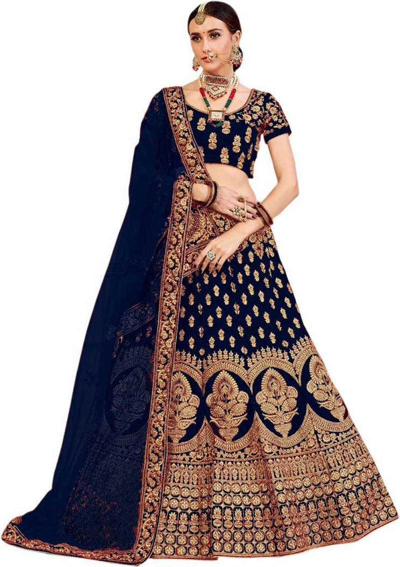 Best Wedding Party wear Carbon Blue silk Lehenga  for women