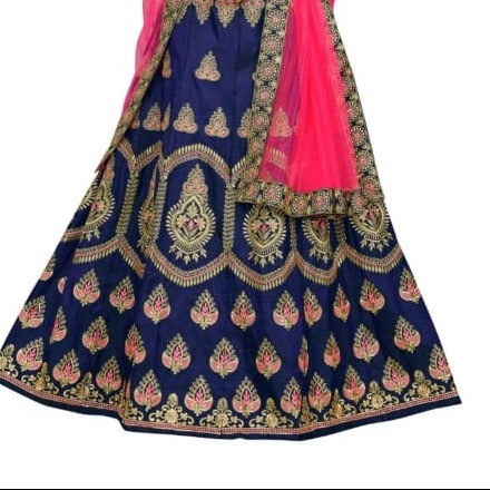 Semi Stitched Blue silk Lehenga Choli for women