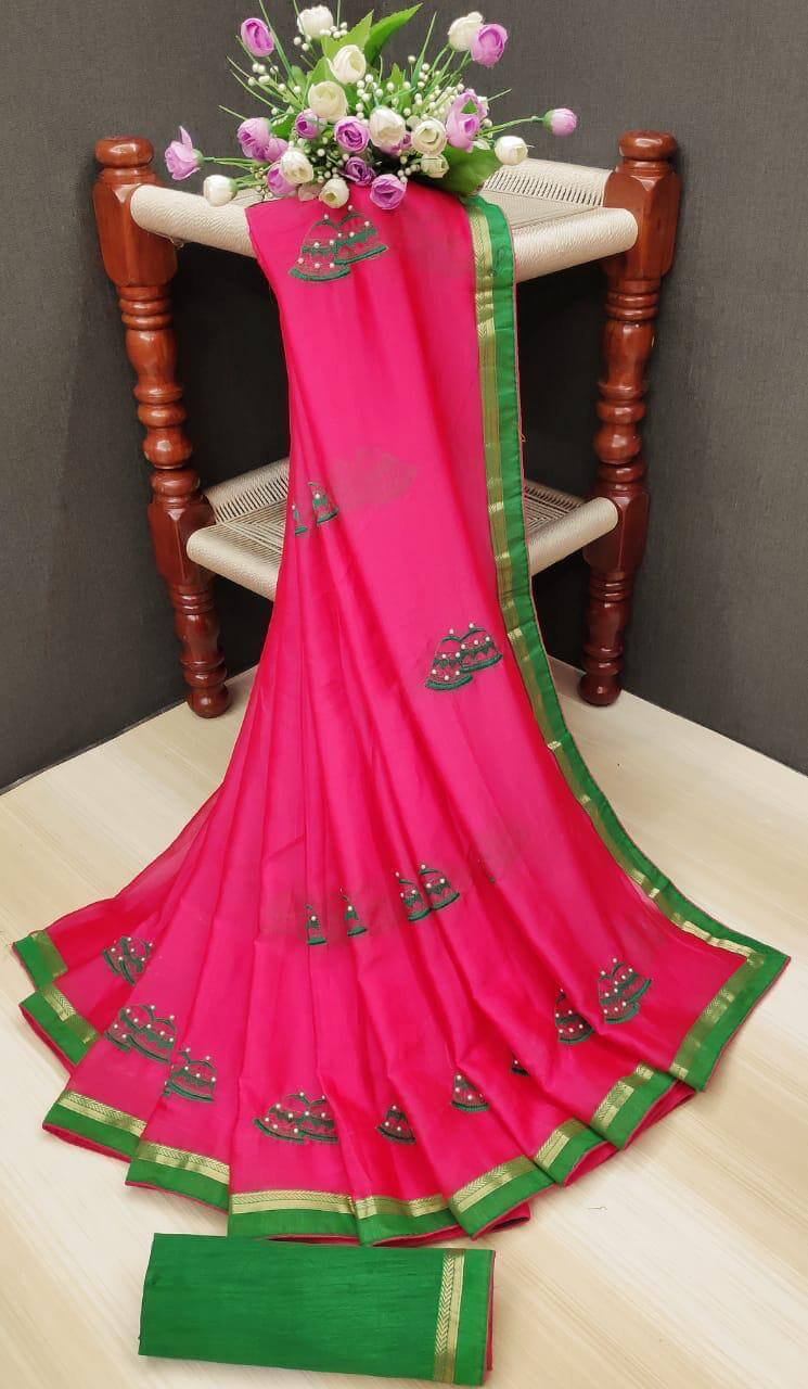 Chiffon silk with multi weaving embroidery saree