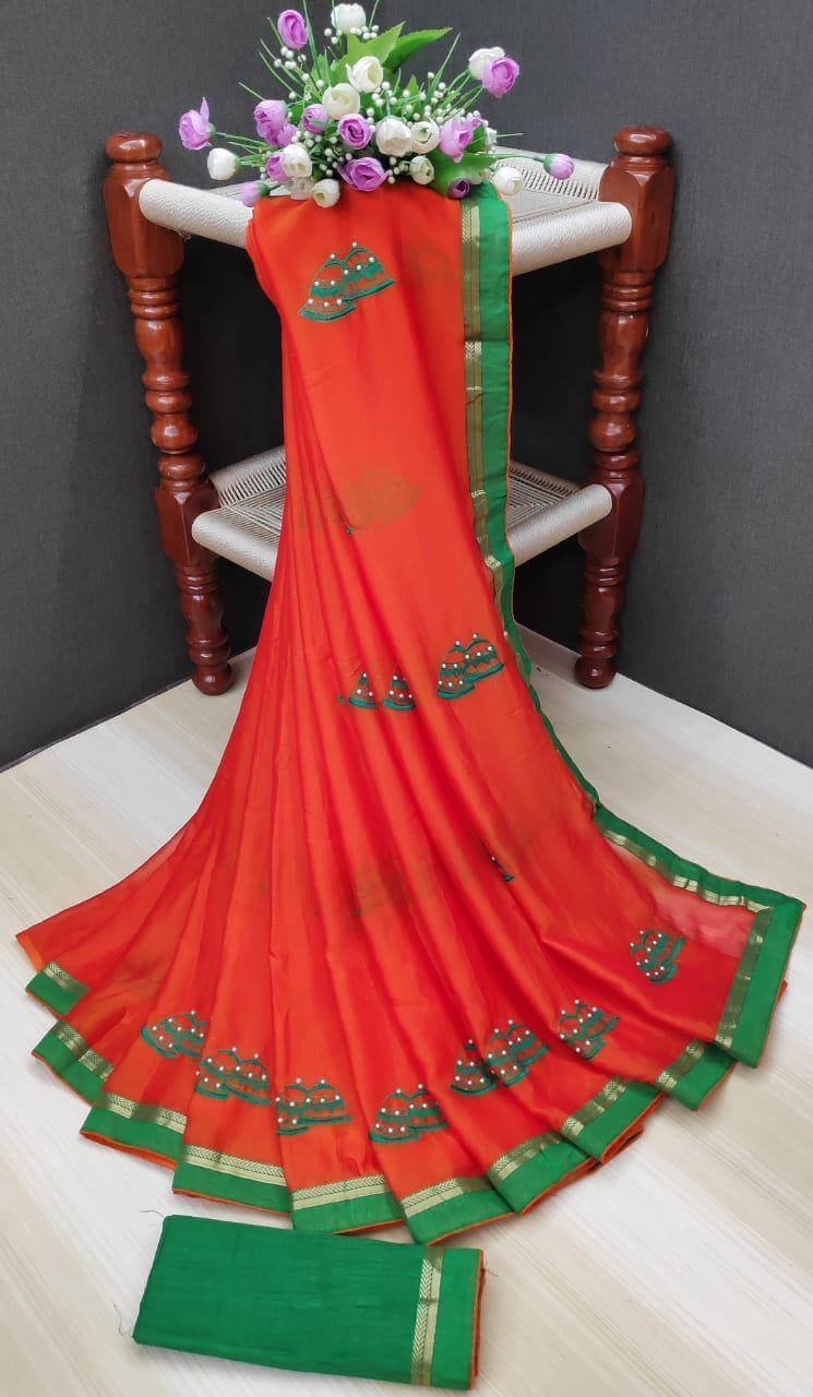 Chiffon silk with multi weaving embroidery saree