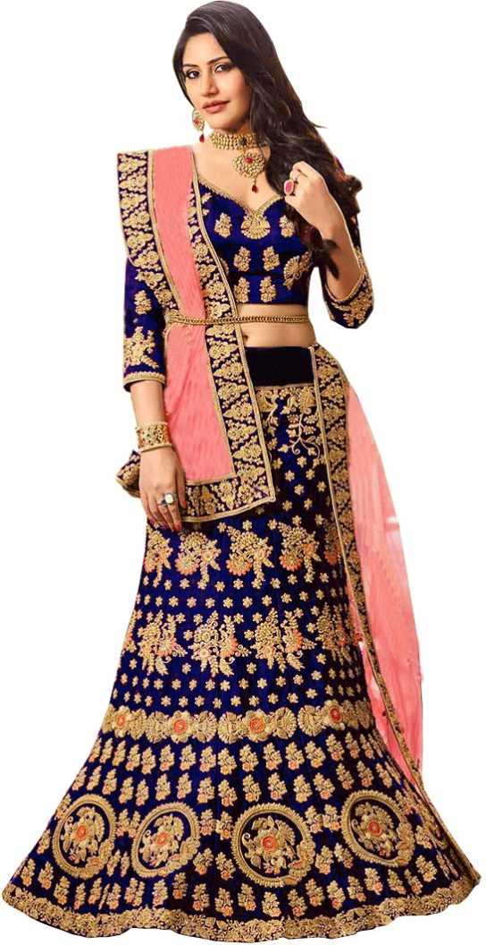 Best Party & Festive Wear Carbon Blue silk Lehenga with embroidery and Dupatta