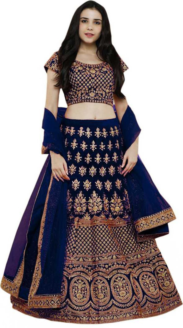 Best Party Wear  Blue silk embroidery  Lehenga with Blue  Dupatta having heavy  embroidery