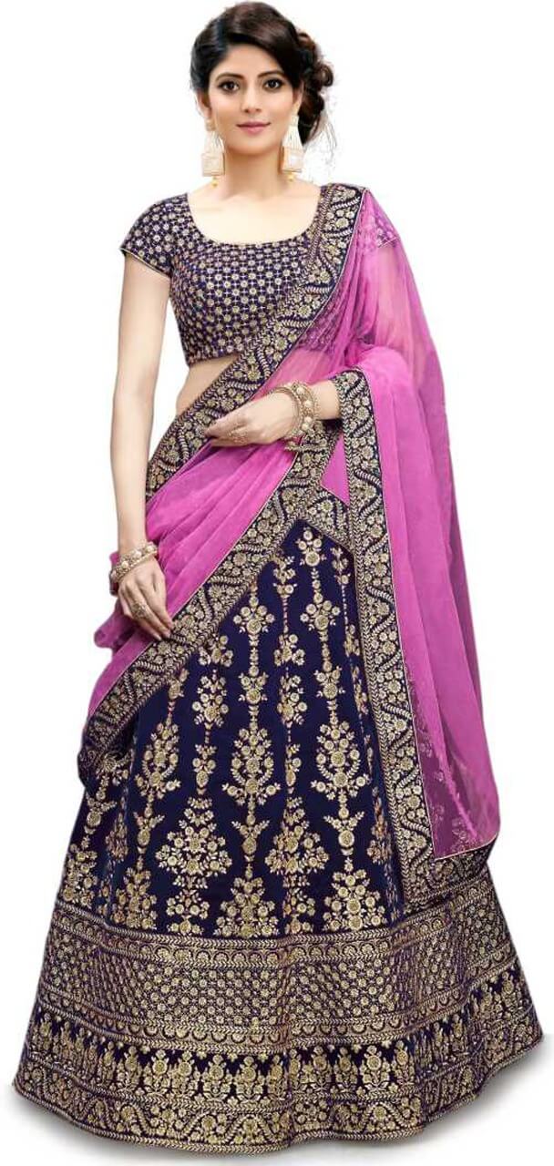 Best Party & Festive Wear  Blue silk embroidery  Lehenga with  Dupatta