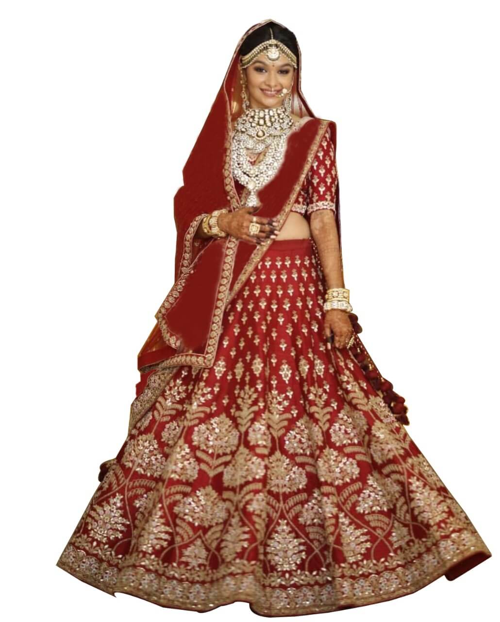 Semi- Stitched Wedding Party Red silk Lehenga Choli for women